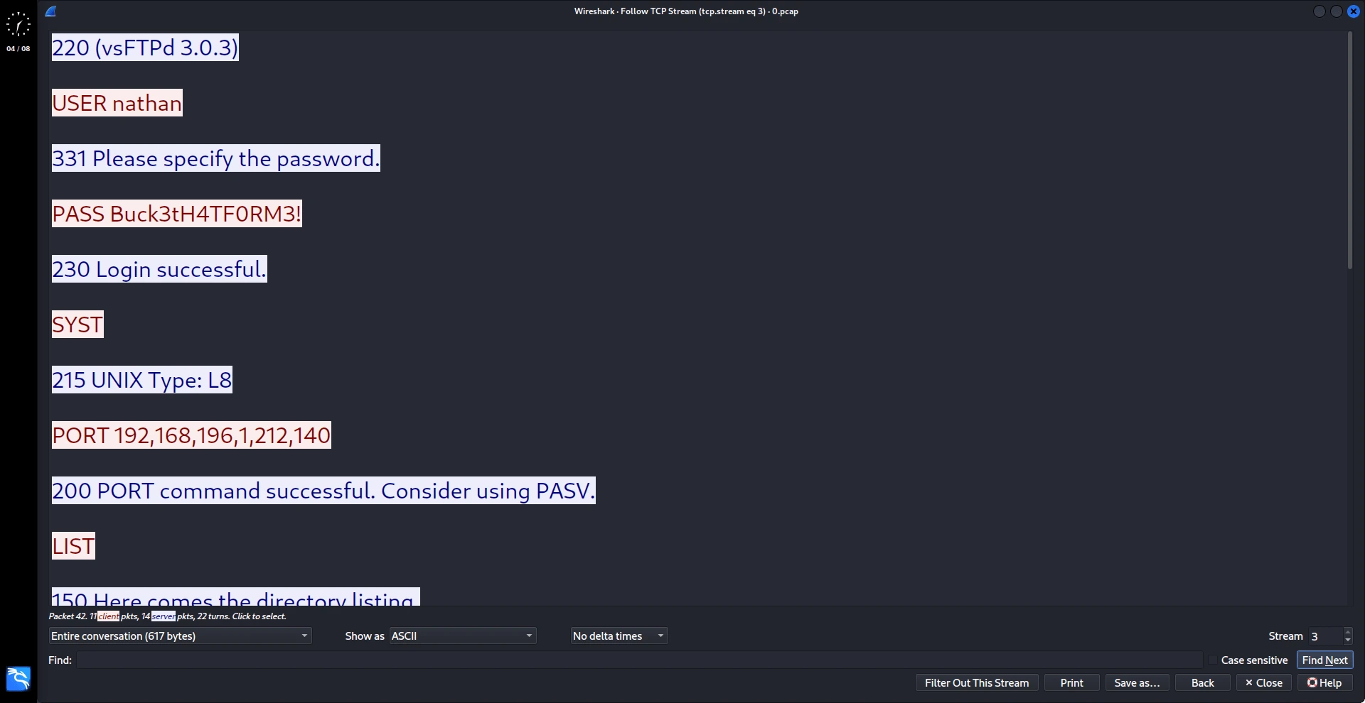 Plain text credential